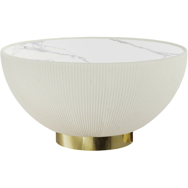 Круглый журнальный столик Candy белый-латунь