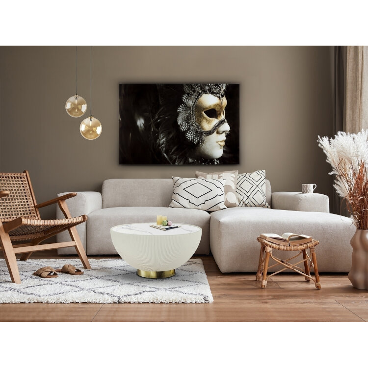 Круглый журнальный столик Candy белый-латунь