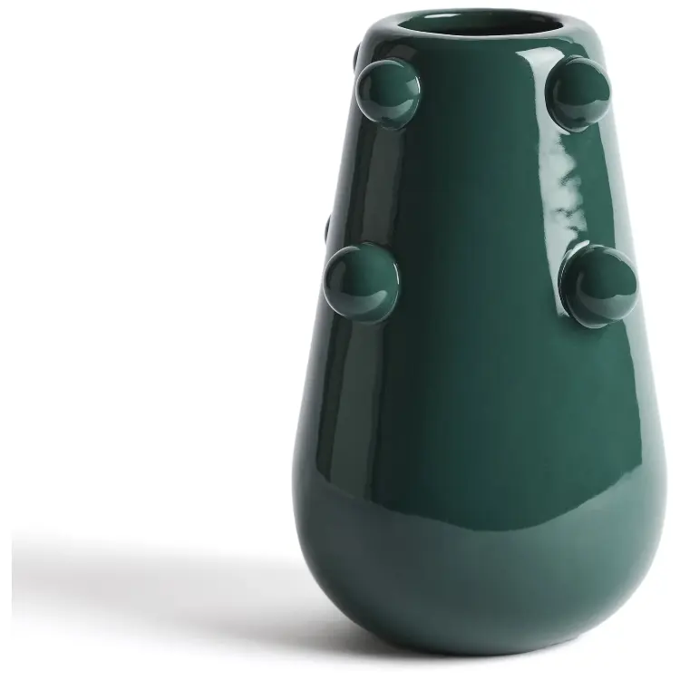 Ваза Odra из темно-зеленой керамики с глянцевой отделкой, 25,5 см