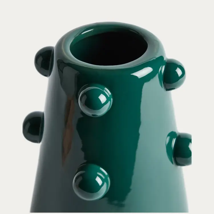 Ваза Odra из темно-зеленой керамики с глянцевой отделкой, 25,5 см