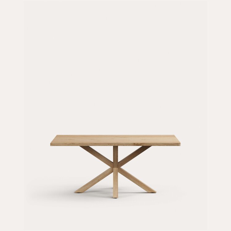 Стол Argo из беленого дубового шпона и стальных ножек с имитацией дерева, 180 x 100 см