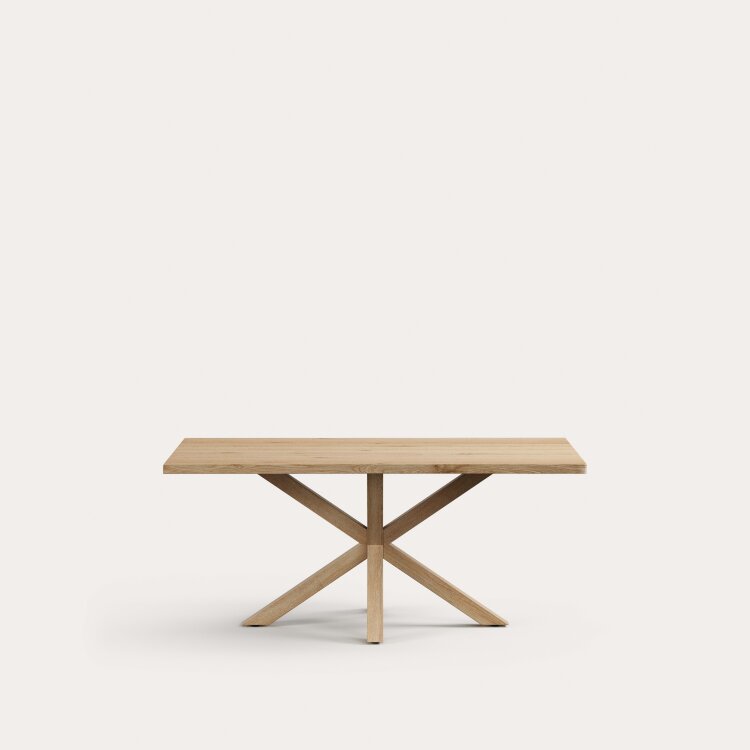 Стол Argo из беленого дубового шпона и стальных ножек с имитацией дерева, 180 x 100 см