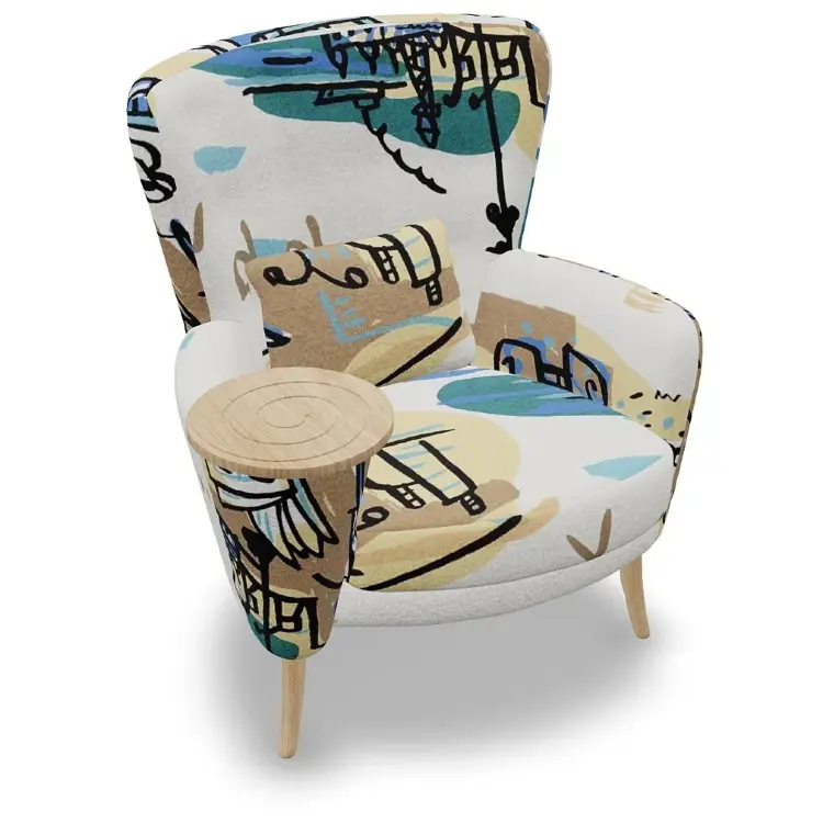 Кресло со столиком Christie, Natural Wood, ткань 1992 S.6