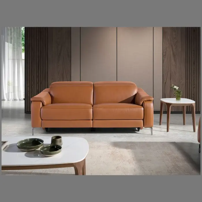 Диван 3-х местный с реклайнером 6181/KM6132-3P-M5676 из коричневой кожи