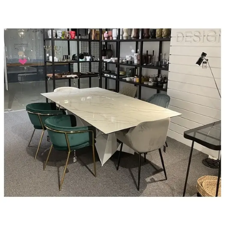 Стол обеденный керамический CT2061-RE-MARMOL /1053 белые ножки 220 x 120 x 75