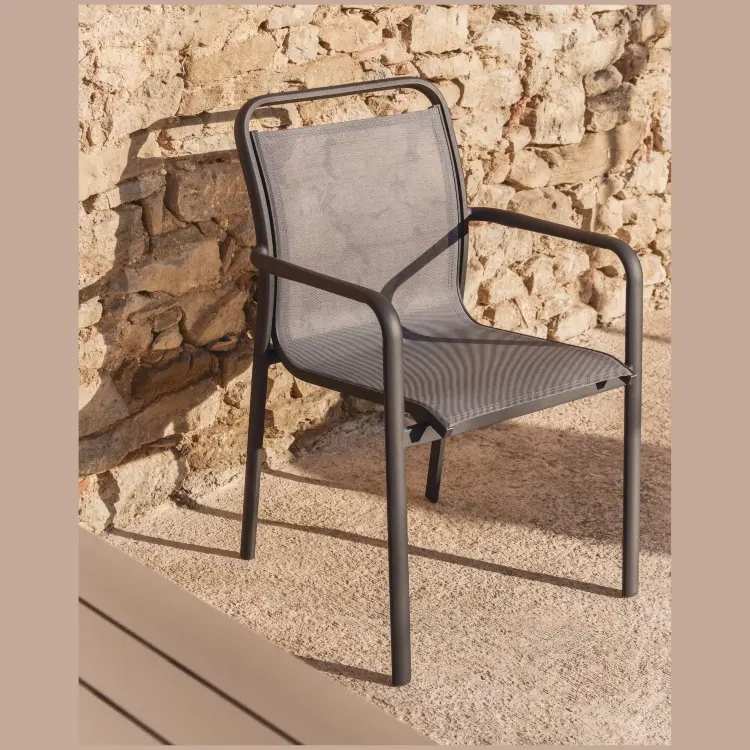 Уличный стул Luri из графитового алюминия и серого текстиля