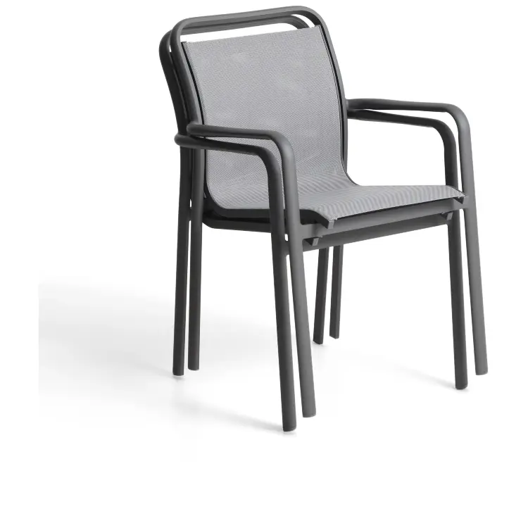 Уличный стул Luri из графитового алюминия и серого текстиля
