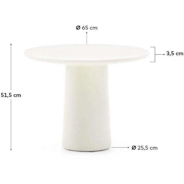 Журнальный столик Albanella из цемента с глянцевой белой отделкой Ø65 см