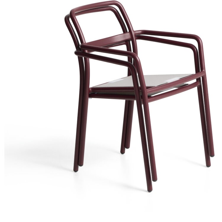 Уличный стул Linosa из бордового алюминия с бежевой подушкой