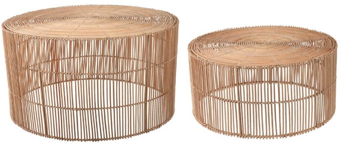 Набор Elmima из 2-х столиков из 100% ротанга с натуральной отделкой Ø 66 см и Ø 55 см