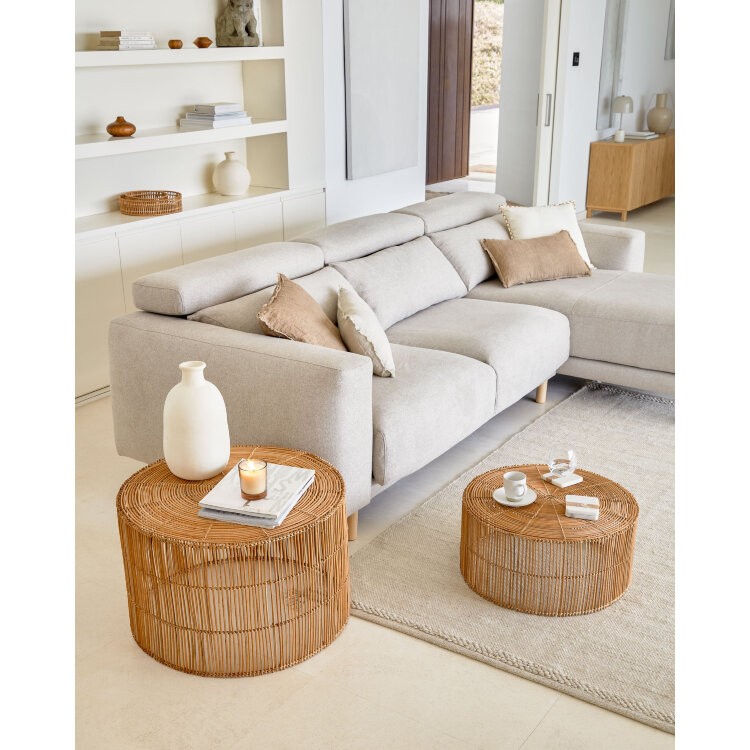 Набор Elmima из 2-х столиков из 100% ротанга с натуральной отделкой Ø 66 см и Ø 55 см