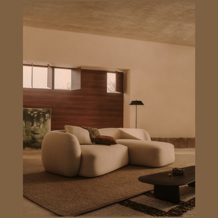 Модульный диван Martina 3-местный с правым шезлонгом, цвет экрю, 287 см