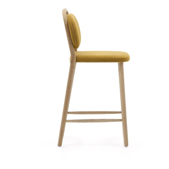 Полубарный стул Helda из горчичного шенилла и массива дуба FSC 65 см