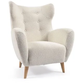 Patio Кресло из белого флиса с ножками из натурального каучука