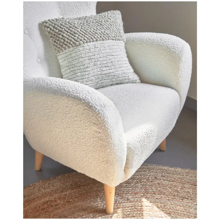 Patio Кресло из белого флиса с ножками из натурального каучука