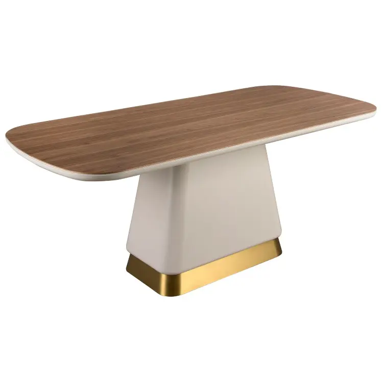 Прямоугольный обеденный стол 1166 из орехового и бежевого дерева