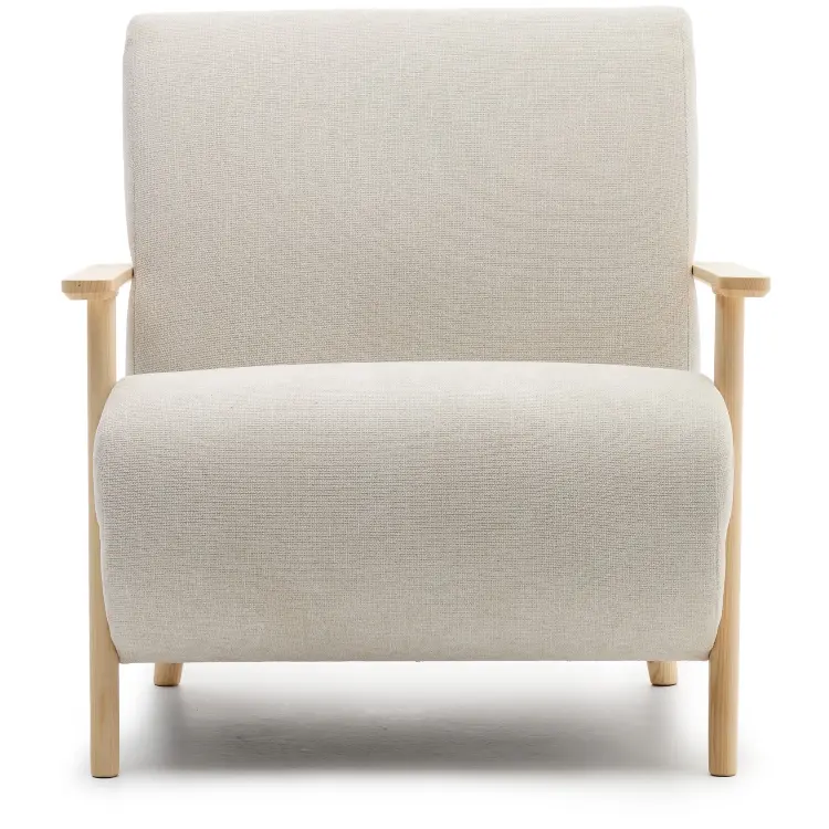 Кресло Meghan из жемчужного шенилла и массива бука в натуральной отделке