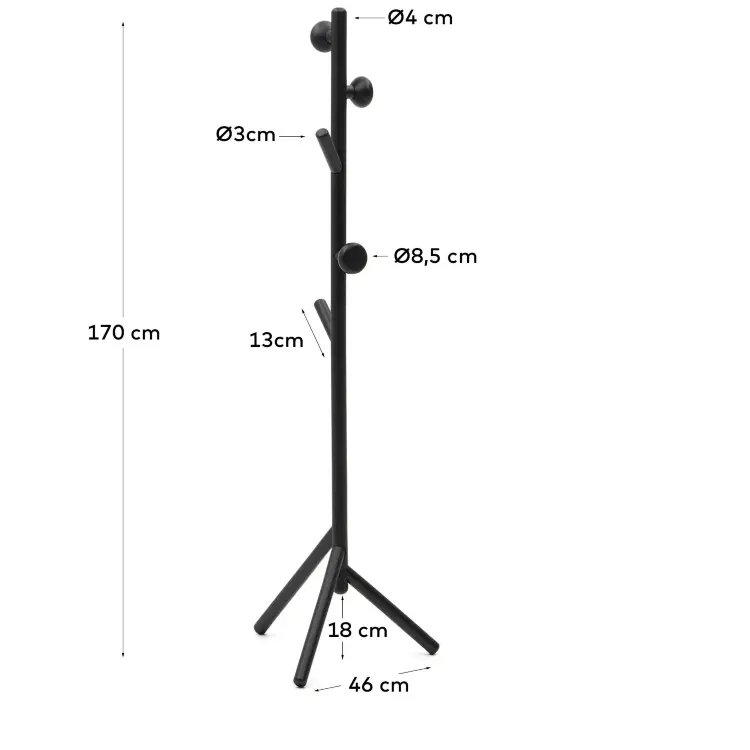 Вешалка Nadue из массива бука с черной отделкой 170 см