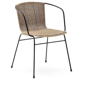 Уличный стул Eltiera из искусственного ротанга с черной стальной рамой