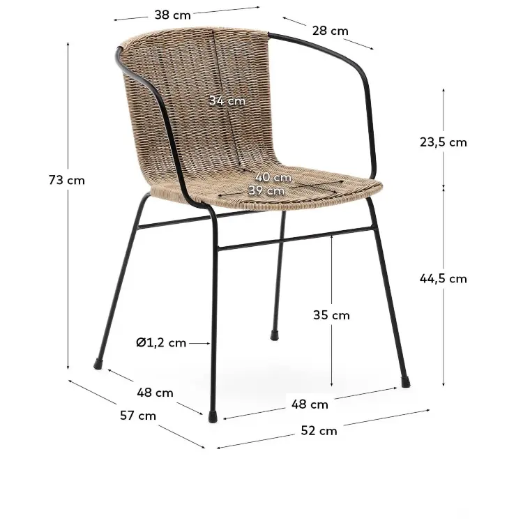 Уличный стул Eltiera из искусственного ротанга с черной стальной рамой