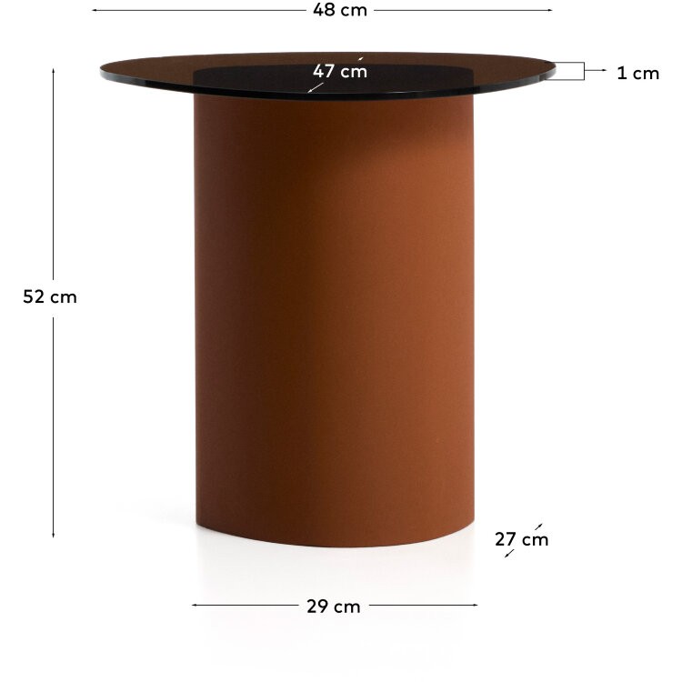Приставной столик Olir из коричневой стали и закаленного стекла, 48 x 46,8 см