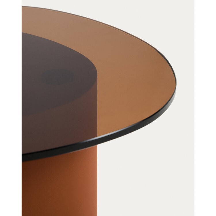 Приставной столик Olir из коричневой стали и закаленного стекла, 48 x 46,8 см