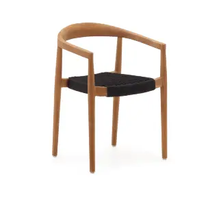 Ydalia Садовый стул из натурального тика и черной веревки