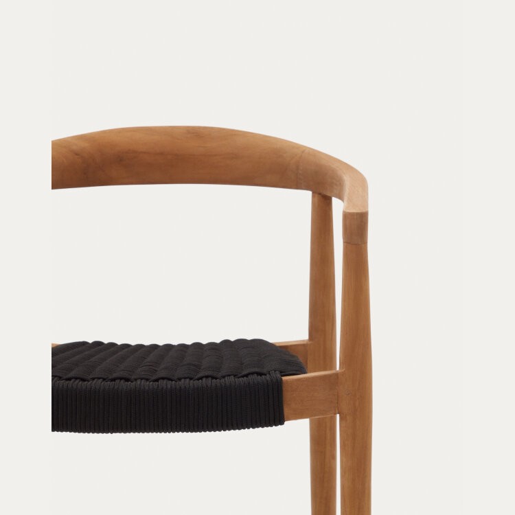 Ydalia Садовый стул из натурального тика и черной веревки