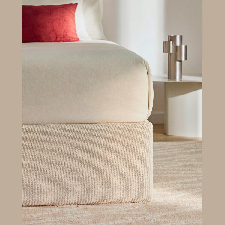 Основание кровати Nelzi из шенилла цвета экрю для матраса 150 x 200 см