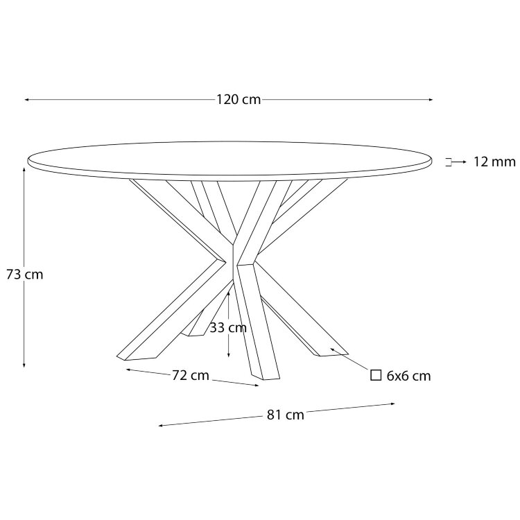 Круглый стол Argo из матового черного стекла и стальных ножек под дерево, Ø 120