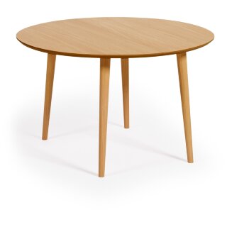 Раздвижной стол Oakland из МДФ с дубовым шпоном и ножками из массива каучука Ø120(200)x120 с