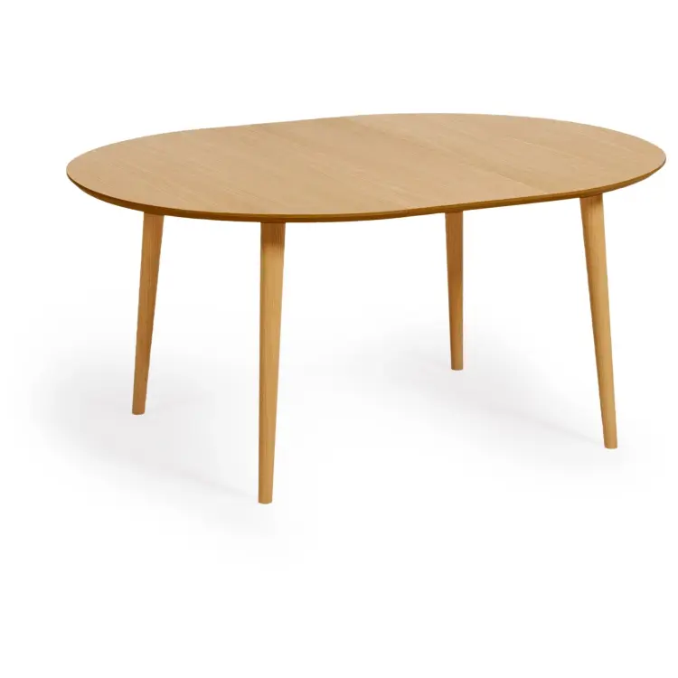 Раздвижной стол Oakland из МДФ с дубовым шпоном и ножками из массива каучука Ø120(200)x120 с