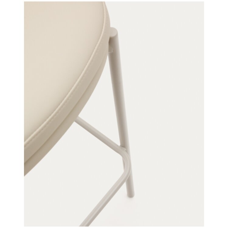 Стул полубарный Eamy из бежевой экокожи, ясеневого шпона с натуральной отделкой и бежевого металла