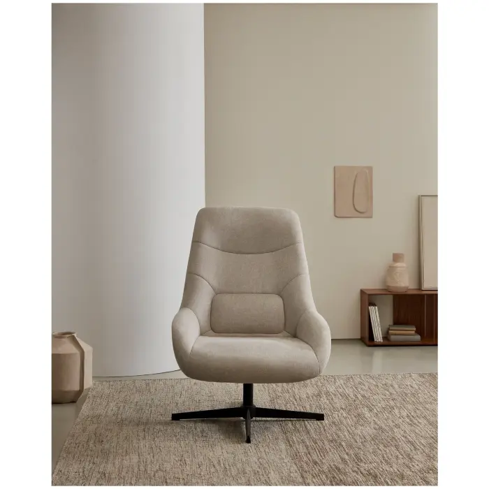 Celida Вращающееся кресло из бежевой синели и стали с черной отделкой