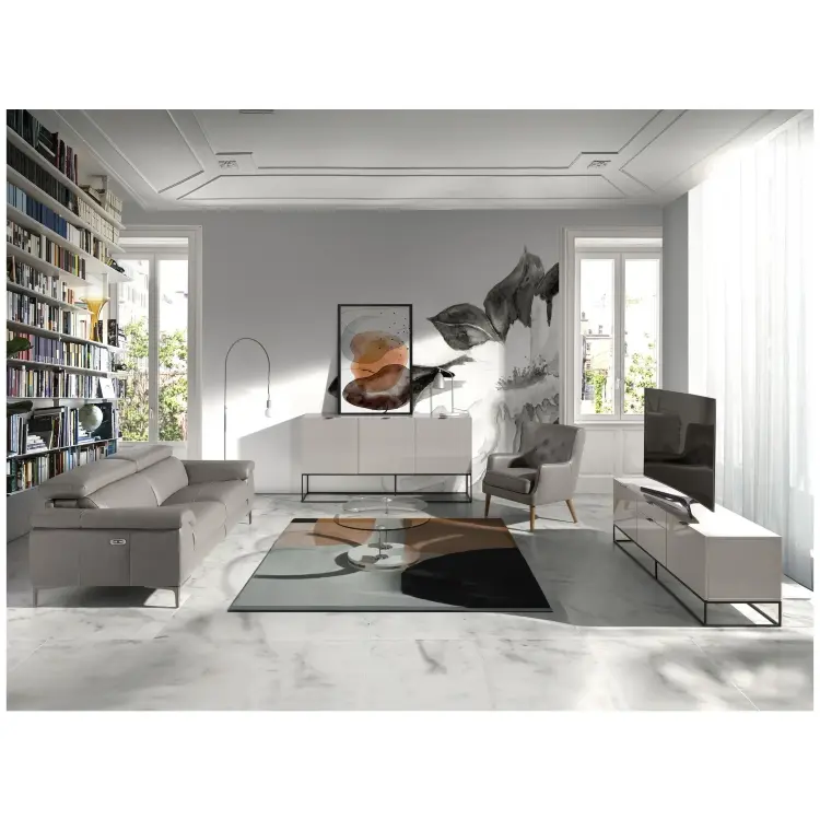 2-х местный диван 6121/5320-2P с обивкой из кожи и механизмом relax