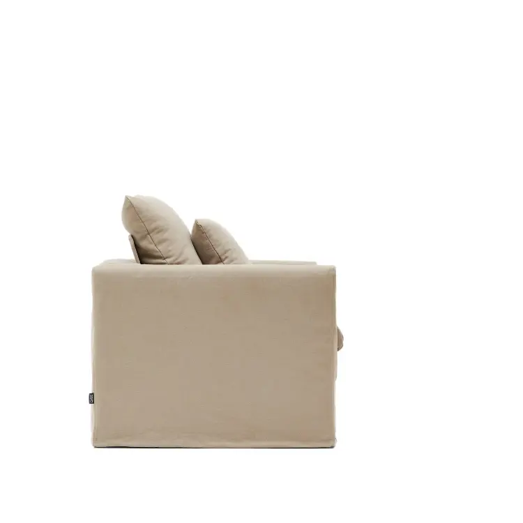 Кресло Nora со съемным чехлом серо-коричневое из льна и хлопка