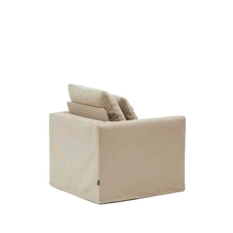 Кресло Nora со съемным чехлом серо-коричневое из льна и хлопка