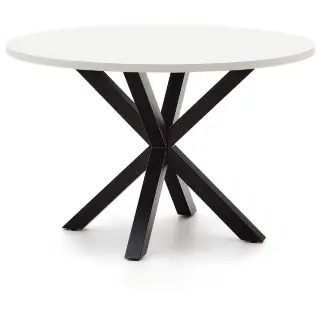 Круглый стол Argo с белым меламином и стальными ножками с черной отделкой Ø 120