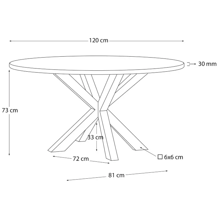 Круглый стол Argo с белым меламином и стальными ножками с черной отделкой Ø 120