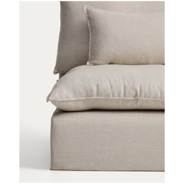 Угловой модульный диван Anarela бежевый из льна и вискозы со съемным чехлом, 307 x 287