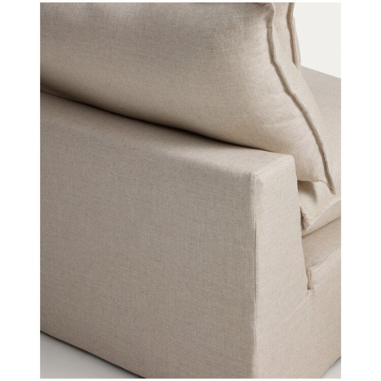 Угловой модульный диван Anarela бежевый из льна и вискозы со съемным чехлом, 307 x 287