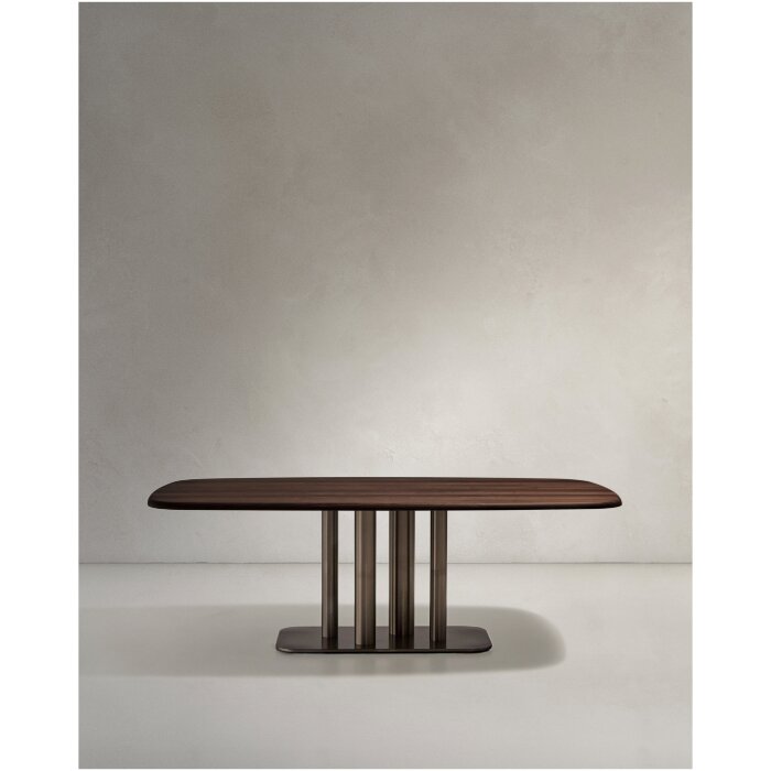 Стол Melvar из орехового шпона с основанием из матовой нержавеющей стали 220 x 110