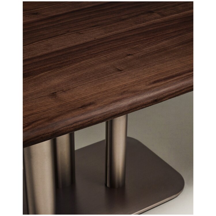 Стол Melvar из орехового шпона с основанием из матовой нержавеющей стали 220 x 110