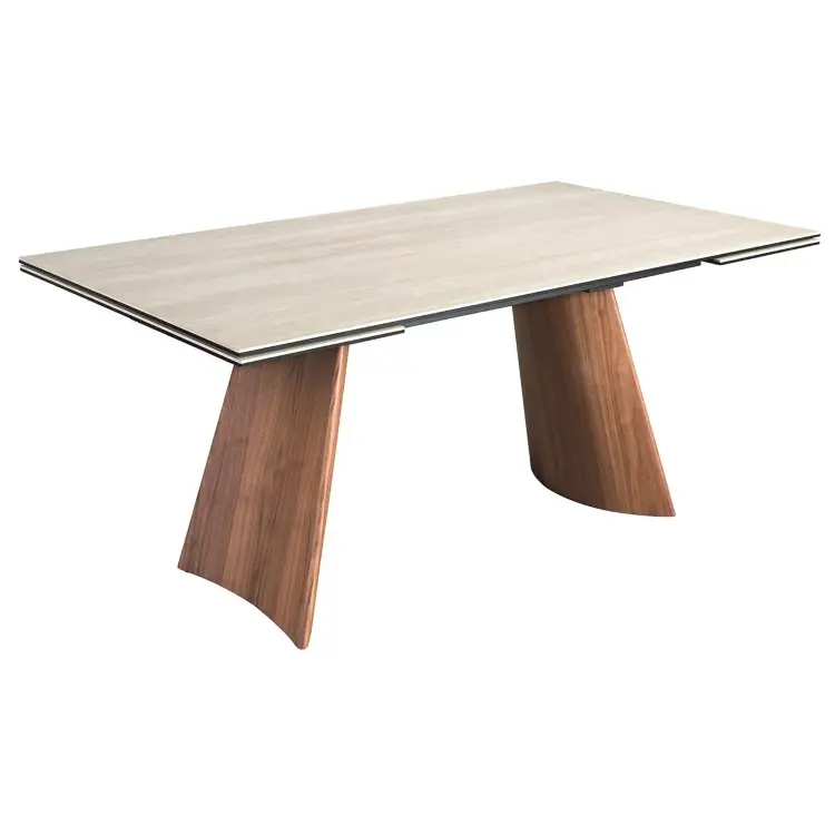 Прямоугольный обеденный стол 1164 из керамики и стали с эффектом ореха