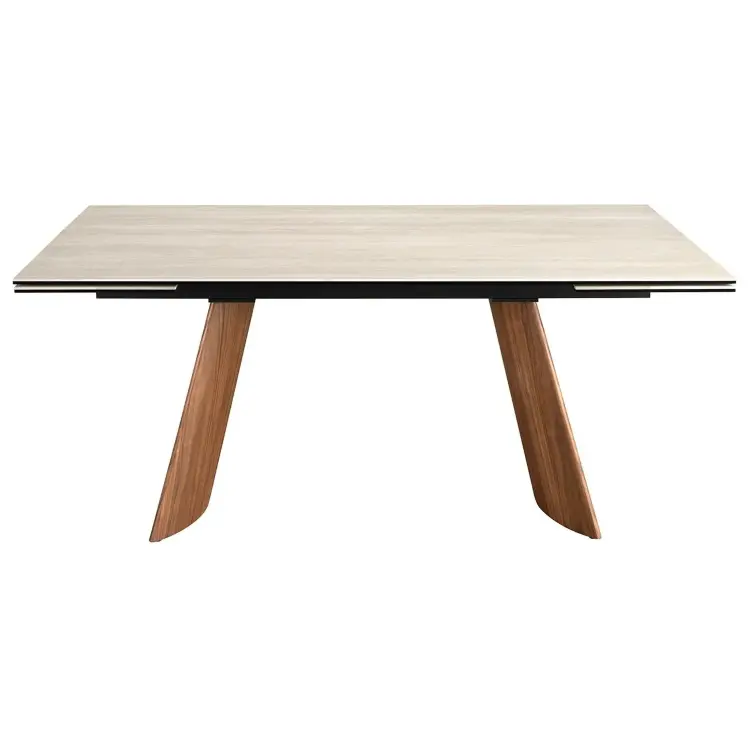 Прямоугольный обеденный стол 1164 из керамики и стали с эффектом ореха