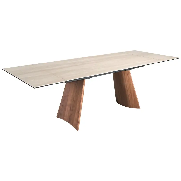 Прямоугольный обеденный стол 1164 из керамики и стали с эффектом ореха
