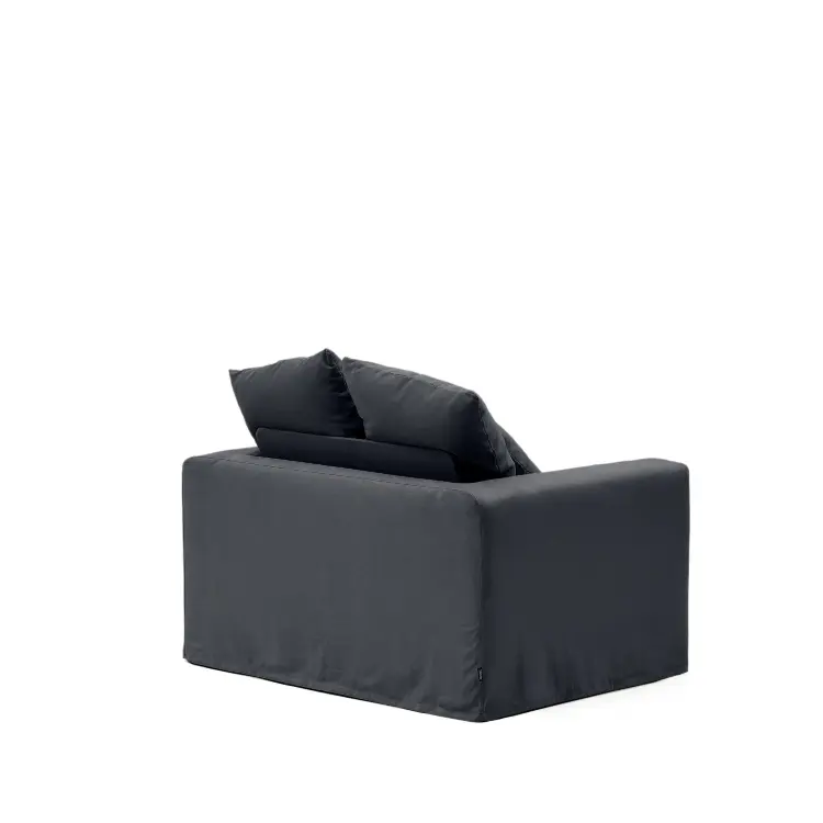 Кресло Nora со съемным чехлом серо-антрацитовое из льна и хлопка