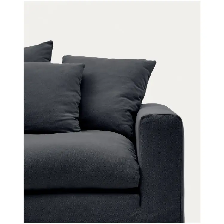 Кресло Nora со съемным чехлом серо-антрацитовое из льна и хлопка