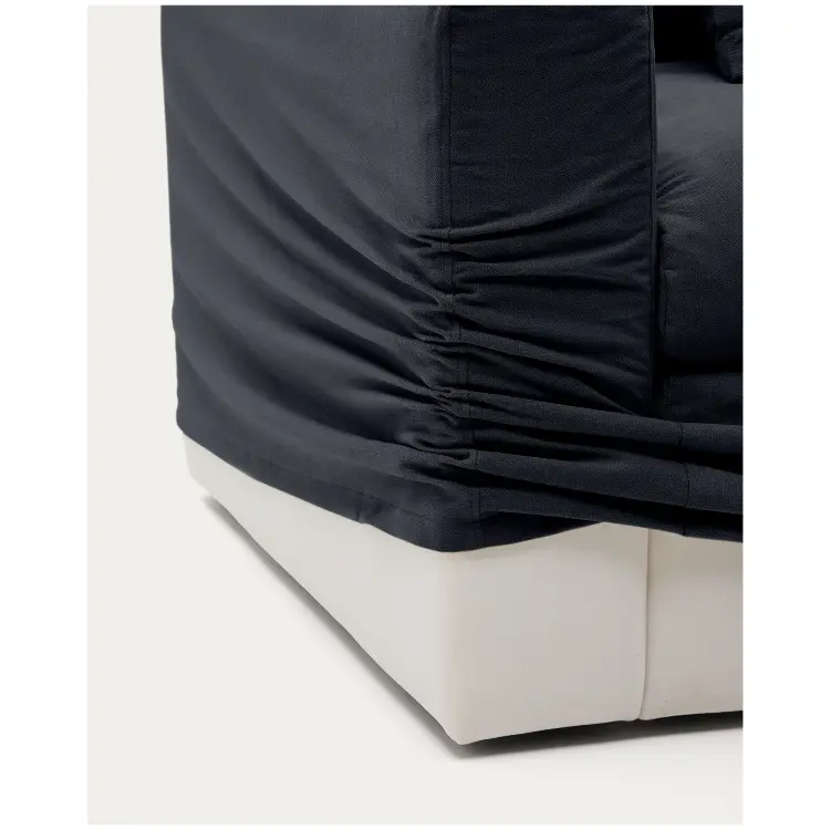 Кресло Nora со съемным чехлом серо-антрацитовое из льна и хлопка