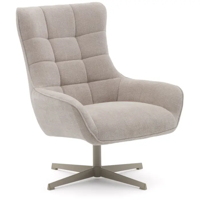 Teryl Кресло из шенилла бежевого цвета с серым металлом